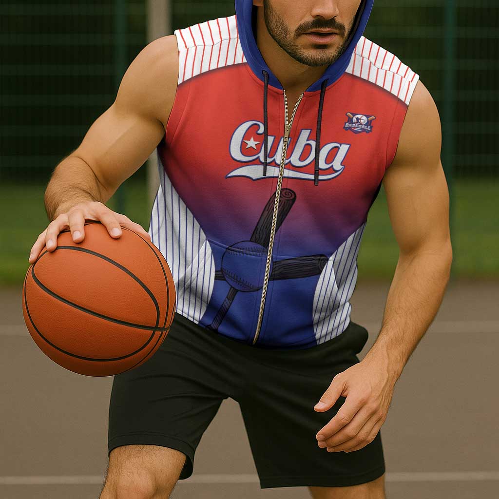 Cuba Baseball Custom Sleeveless Zip Hoodie 2026 Go Champions Red Version - Wonder Print Shop