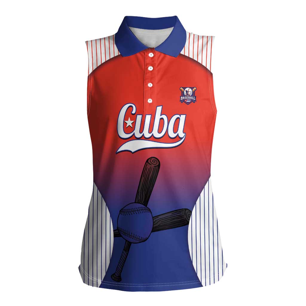 Cuba Baseball Custom Women Sleeveless Polo Shirt 2026 Go Champions Red Version - Wonder Print Shop