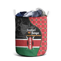 Kenya Jamhuri Day Laundry Basket One People One Nation Massai Shuka Pattern - Wonder Print Shop