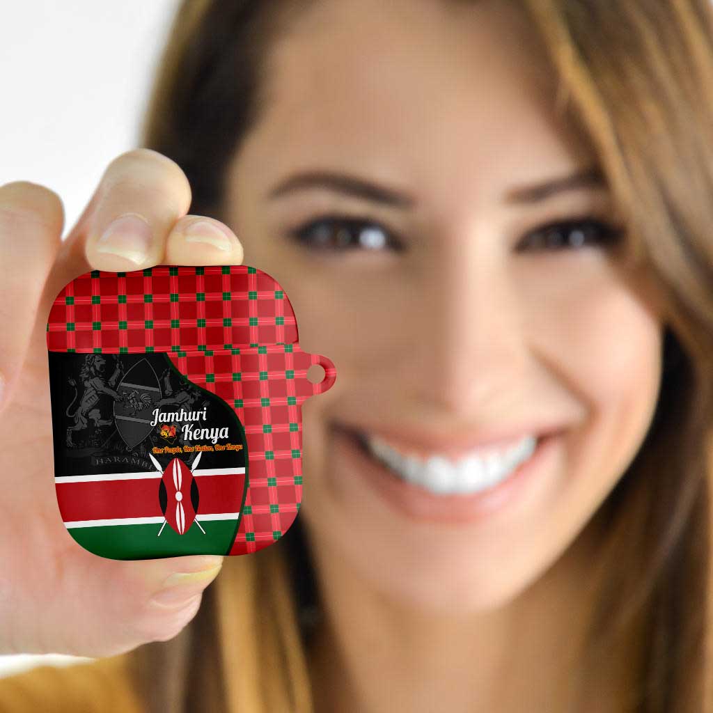 Kenya Jamhuri Day AirPods Case One People One Nation Massai Shuka Pattern - Wonder Print Shop