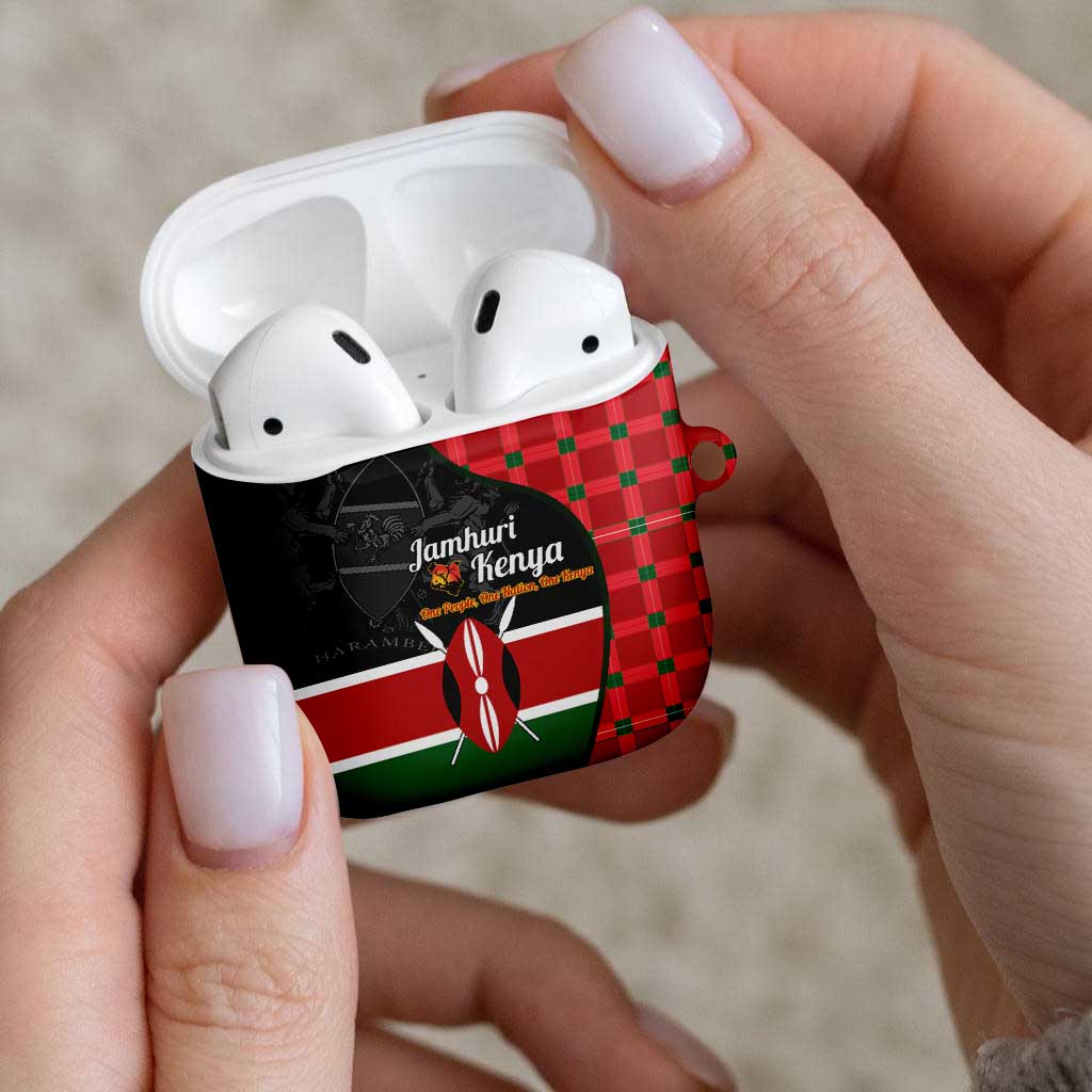 Kenya Jamhuri Day AirPods Case One People One Nation Massai Shuka Pattern - Wonder Print Shop
