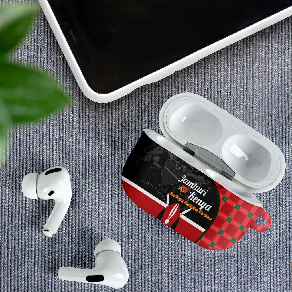 Kenya Jamhuri Day AirPods Case One People One Nation Massai Shuka Pattern - Wonder Print Shop