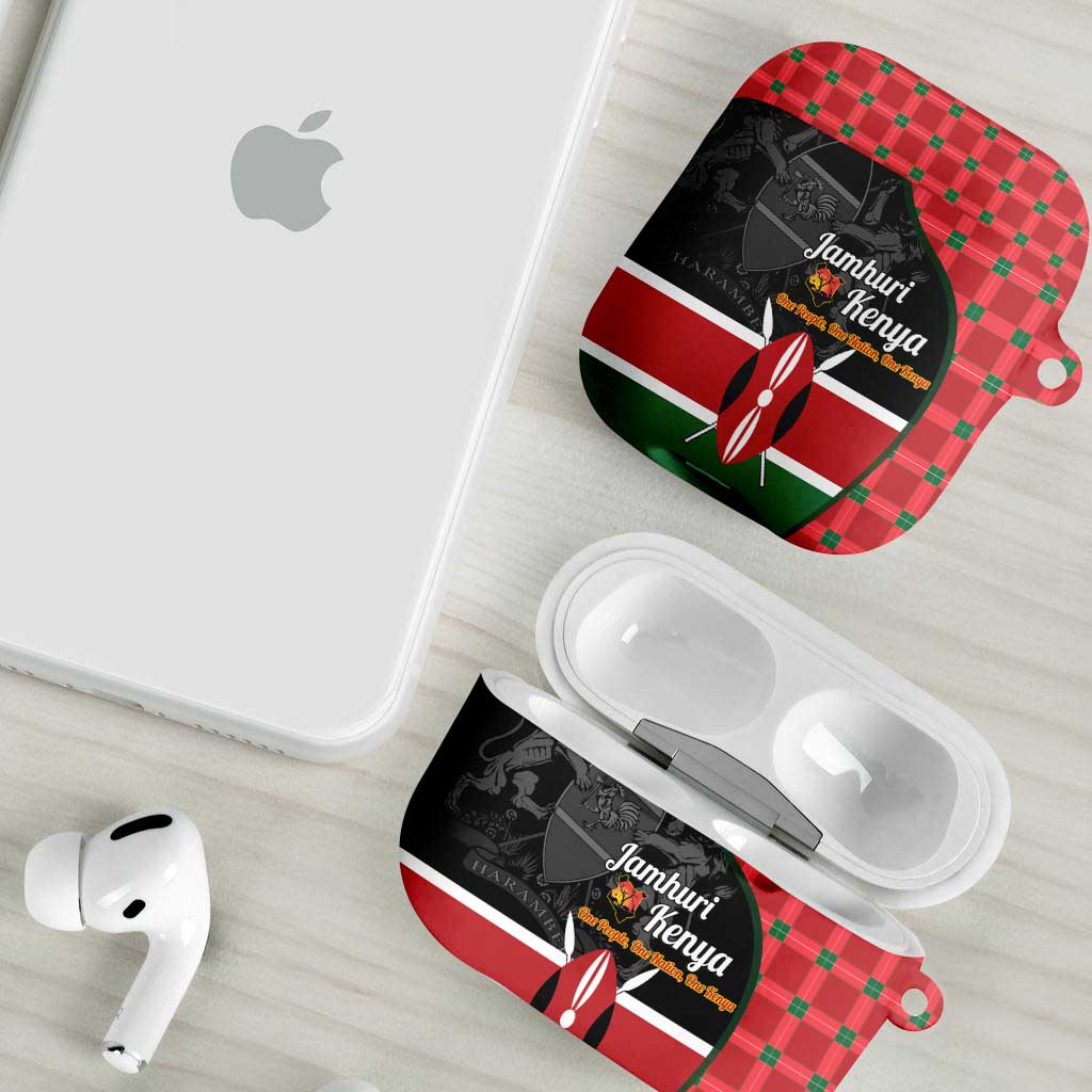 Kenya Jamhuri Day AirPods Case One People One Nation Massai Shuka Pattern - Wonder Print Shop