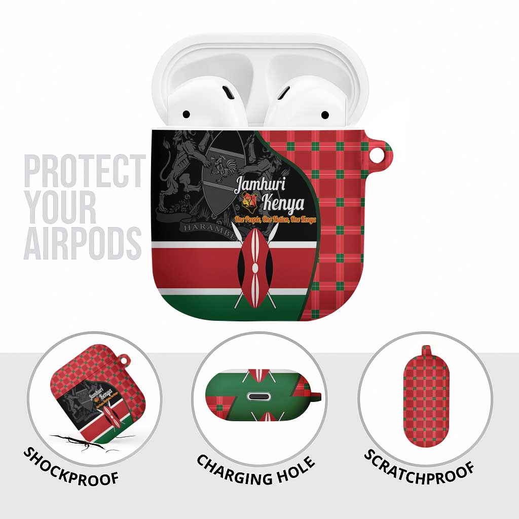 Kenya Jamhuri Day AirPods Case One People One Nation Massai Shuka Pattern - Wonder Print Shop