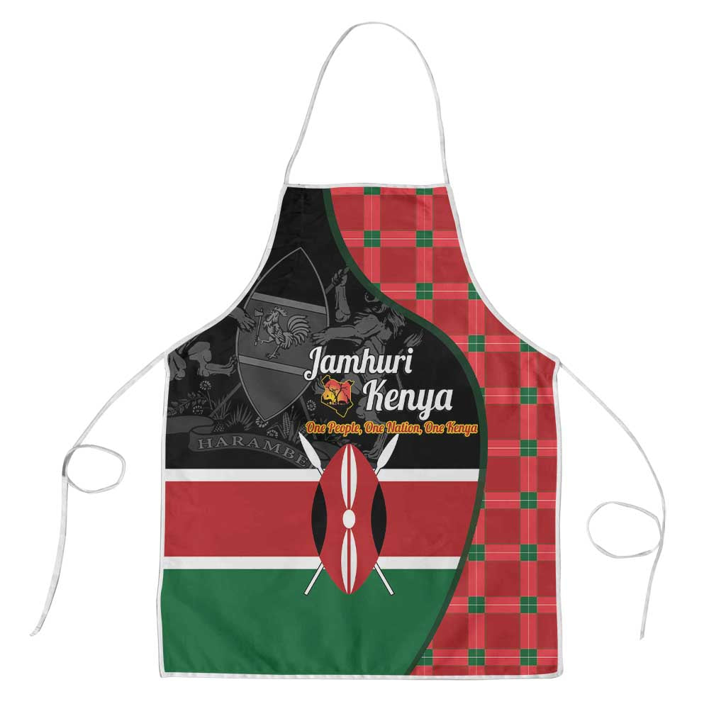 Kenya Jamhuri Day Apron One People One Nation Massai Shuka Pattern - Wonder Print Shop