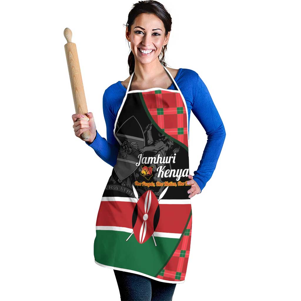 Kenya Jamhuri Day Apron One People One Nation Massai Shuka Pattern - Wonder Print Shop