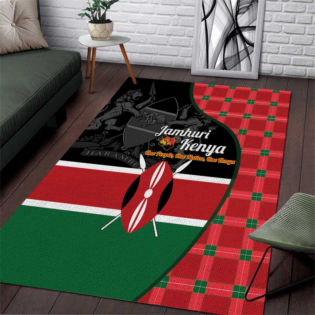 Kenya Jamhuri Day Area Rug One People One Nation Massai Shuka Pattern - Wonder Print Shop