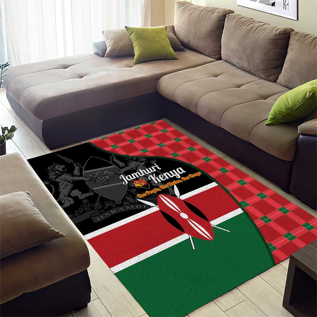 Kenya Jamhuri Day Area Rug One People One Nation Massai Shuka Pattern - Wonder Print Shop