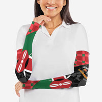 Kenya Jamhuri Day Arm Sleeves One People One Nation Massai Shuka Pattern - Wonder Print Shop