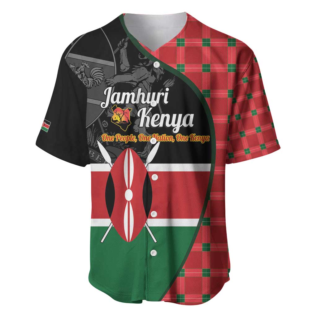 Kenya Jamhuri Day Baseball Jersey One People One Nation Massai Shuka Pattern - Wonder Print Shop