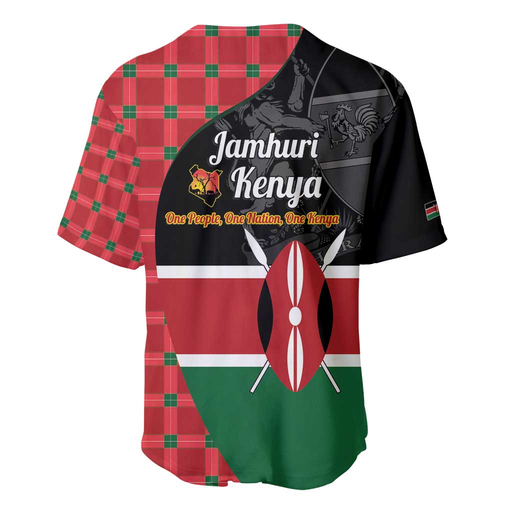 Kenya Jamhuri Day Baseball Jersey One People One Nation Massai Shuka Pattern - Wonder Print Shop