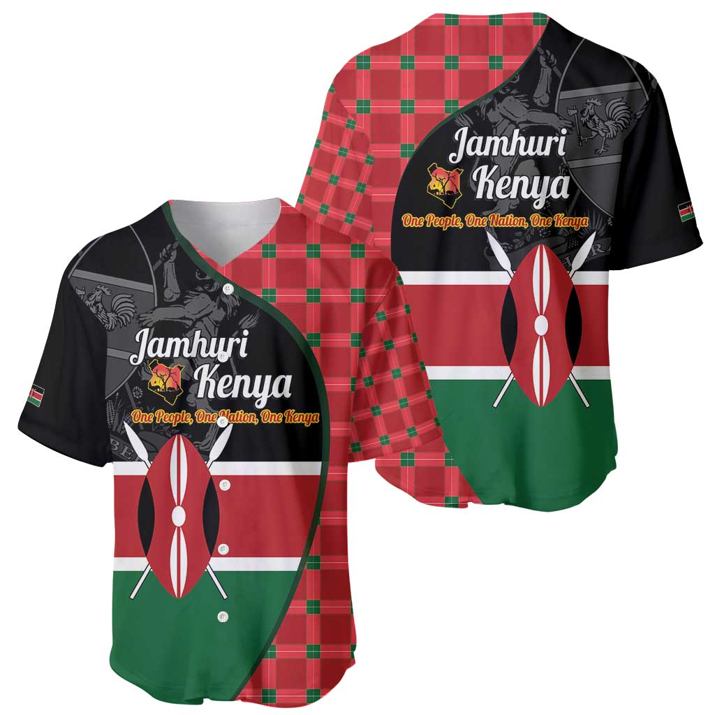 Kenya Jamhuri Day Baseball Jersey One People One Nation Massai Shuka Pattern - Wonder Print Shop