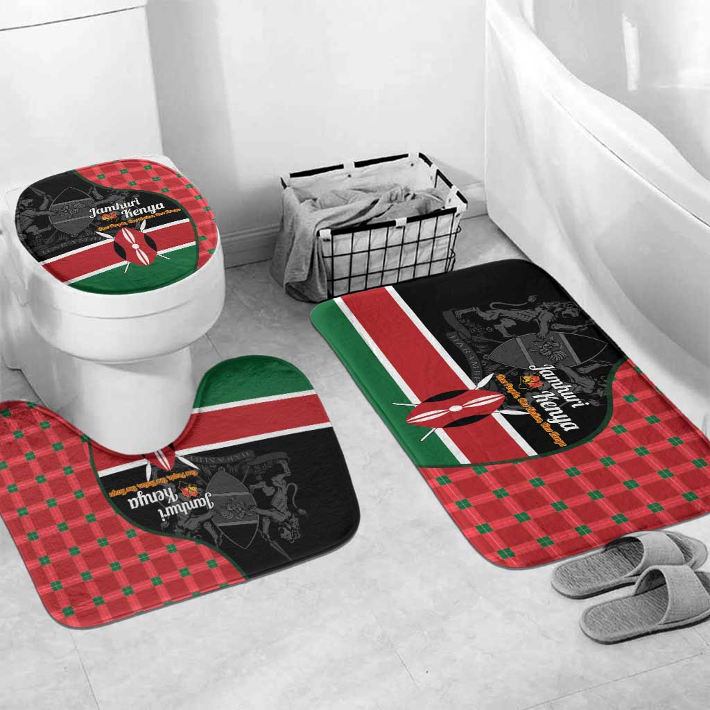 Kenya Jamhuri Day Bathroom Set One People One Nation Massai Shuka Pattern - Wonder Print Shop