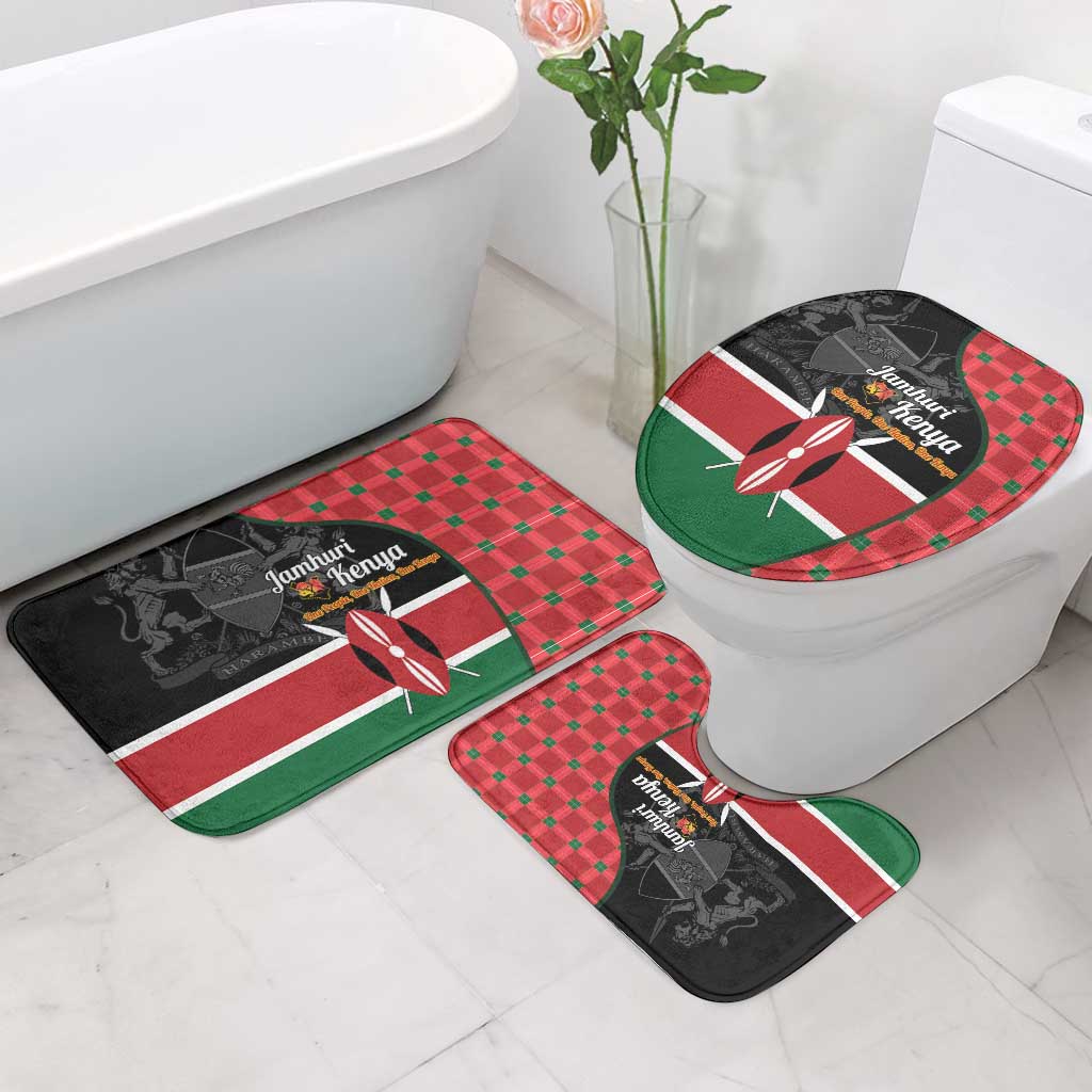 Kenya Jamhuri Day Bathroom Set One People One Nation Massai Shuka Pattern - Wonder Print Shop