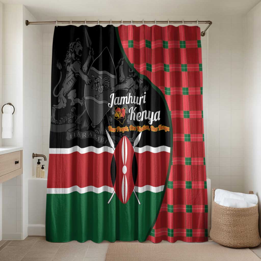 Kenya Jamhuri Day Bathroom Set One People One Nation Massai Shuka Pattern - Wonder Print Shop