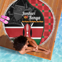 Kenya Jamhuri Day Beach Blanket One People One Nation Massai Shuka Pattern - Wonder Print Shop