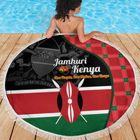Kenya Jamhuri Day Beach Blanket One People One Nation Massai Shuka Pattern - Wonder Print Shop