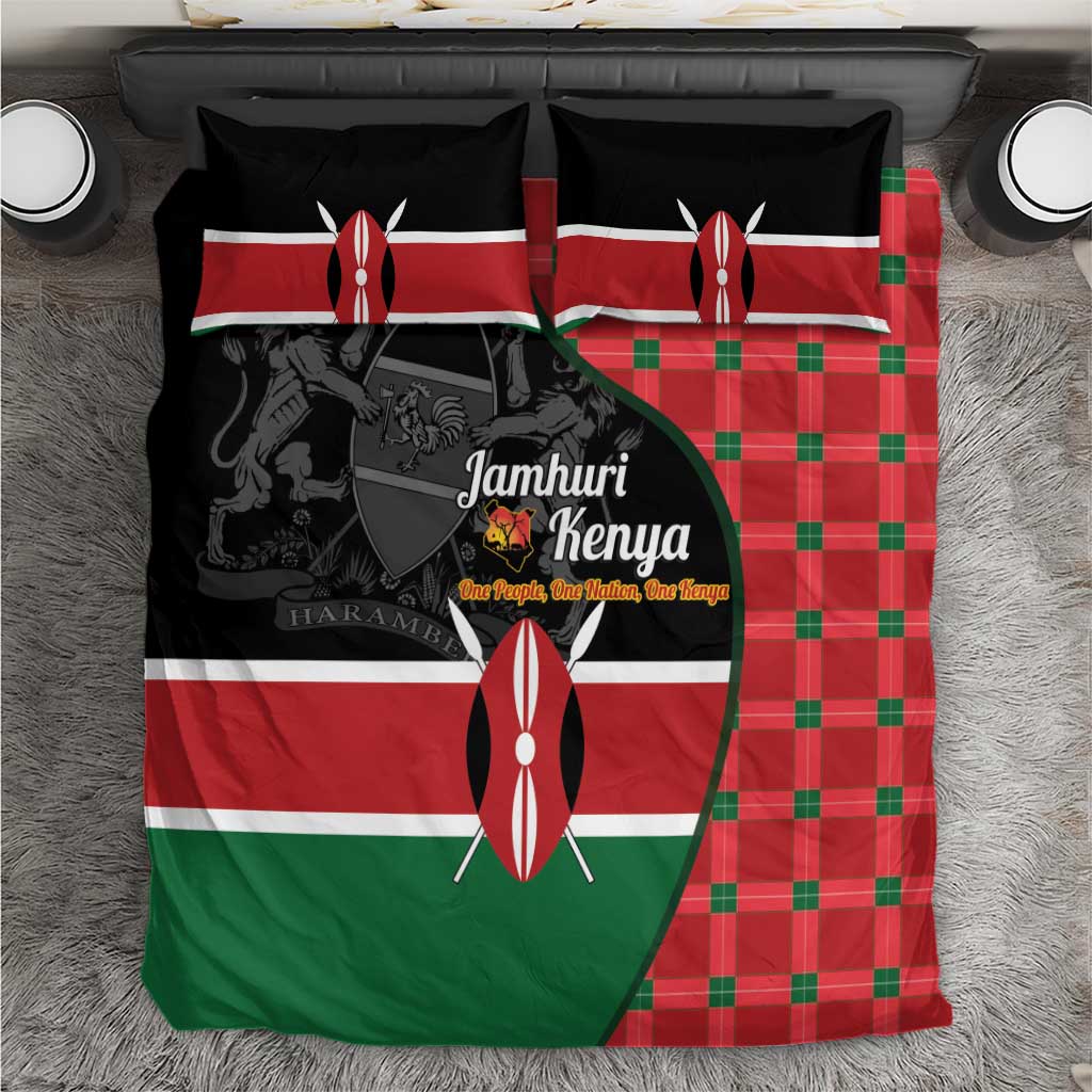 Kenya Jamhuri Day Bedding Set One People One Nation Massai Shuka Pattern - Wonder Print Shop