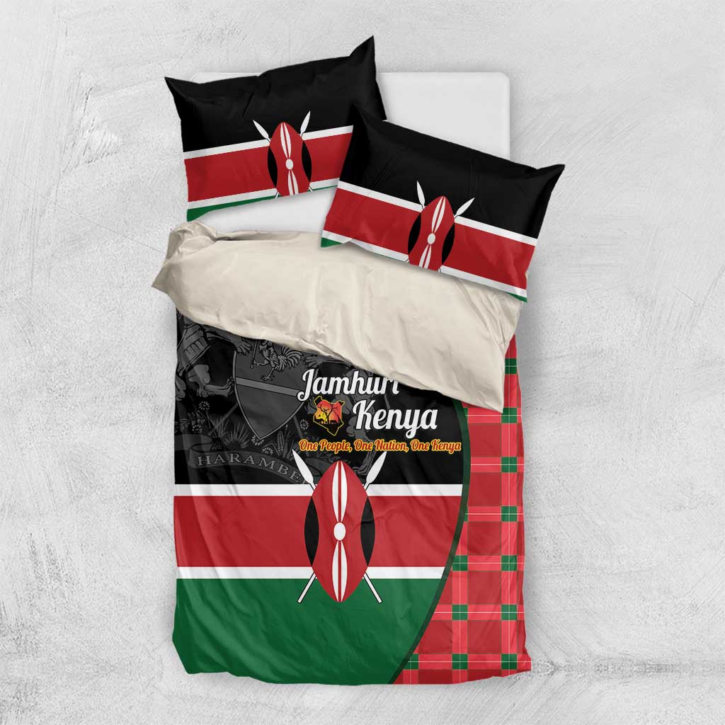 Kenya Jamhuri Day Bedding Set One People One Nation Massai Shuka Pattern - Wonder Print Shop