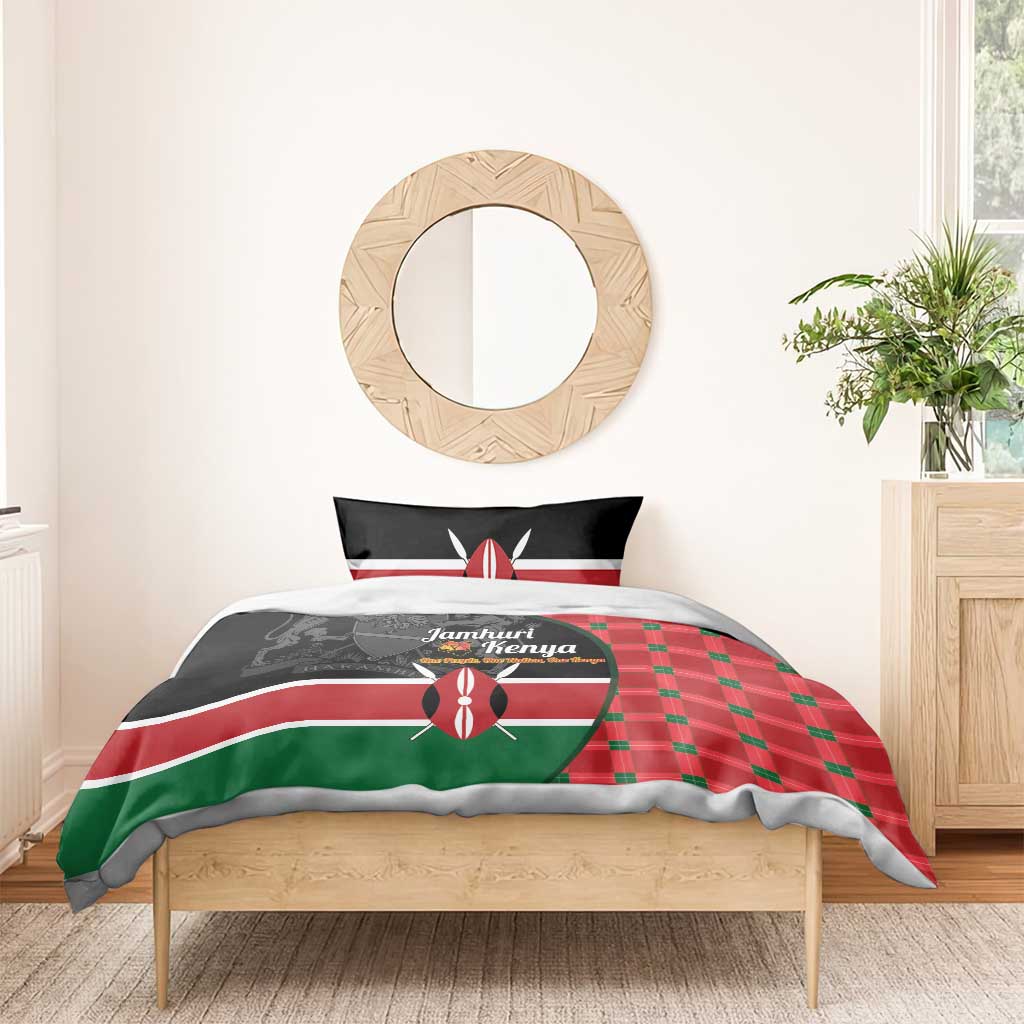 Kenya Jamhuri Day Bedding Set One People One Nation Massai Shuka Pattern - Wonder Print Shop