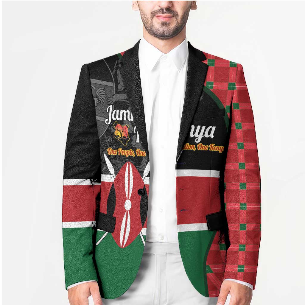 Kenya Jamhuri Day Blazer One People One Nation Massai Shuka Pattern - Wonder Print Shop
