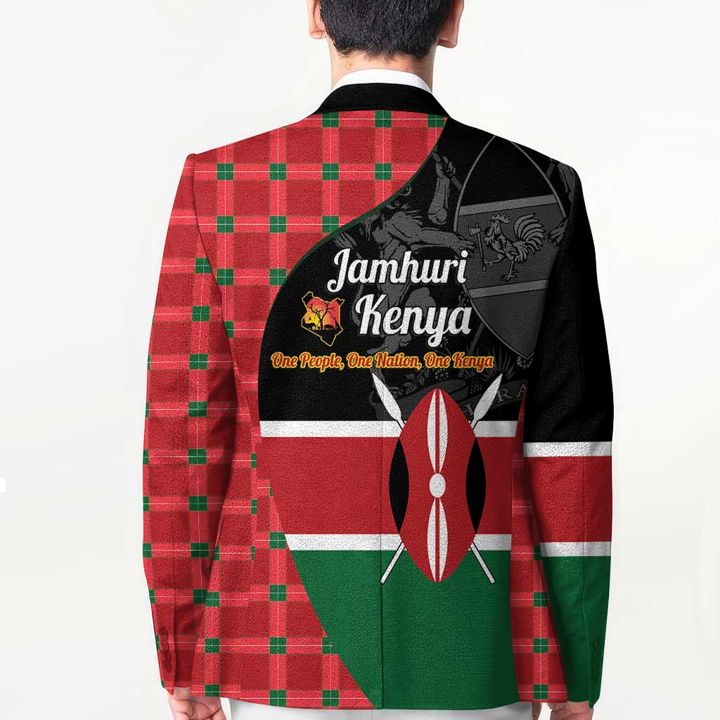 Kenya Jamhuri Day Blazer One People One Nation Massai Shuka Pattern - Wonder Print Shop