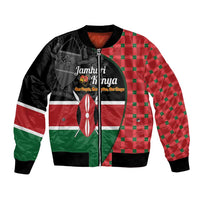 Kenya Jamhuri Day Bomber Jacket One People One Nation Massai Shuka Pattern - Wonder Print Shop