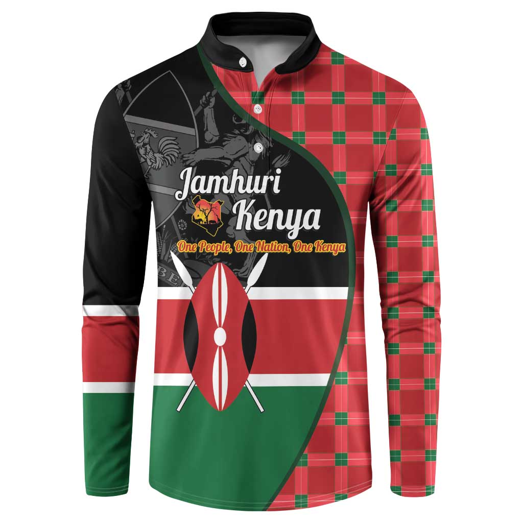 Kenya Jamhuri Day Button Sweatshirt One People One Nation Massai Shuka Pattern - Wonder Print Shop