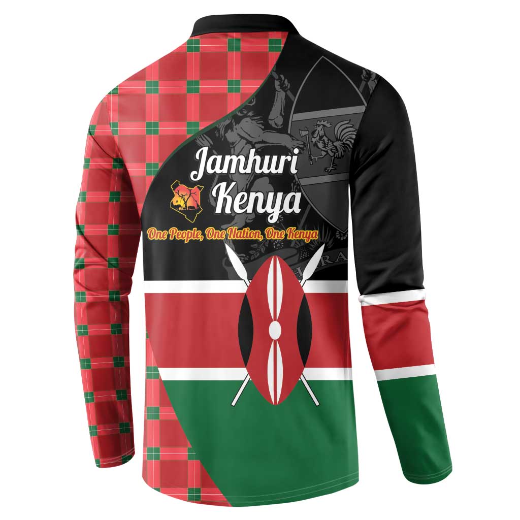 Kenya Jamhuri Day Button Sweatshirt One People One Nation Massai Shuka Pattern - Wonder Print Shop