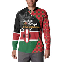 Kenya Jamhuri Day Button Sweatshirt One People One Nation Massai Shuka Pattern - Wonder Print Shop