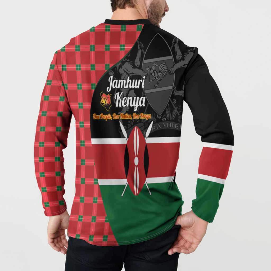 Kenya Jamhuri Day Button Sweatshirt One People One Nation Massai Shuka Pattern - Wonder Print Shop