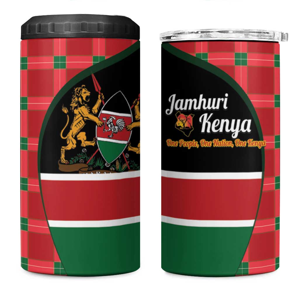 Kenya Jamhuri Day 4 in 1 Can Cooler Tumbler One People One Nation Massai Shuka Pattern - Wonder Print Shop
