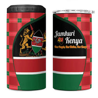 Kenya Jamhuri Day 4 in 1 Can Cooler Tumbler One People One Nation Massai Shuka Pattern - Wonder Print Shop
