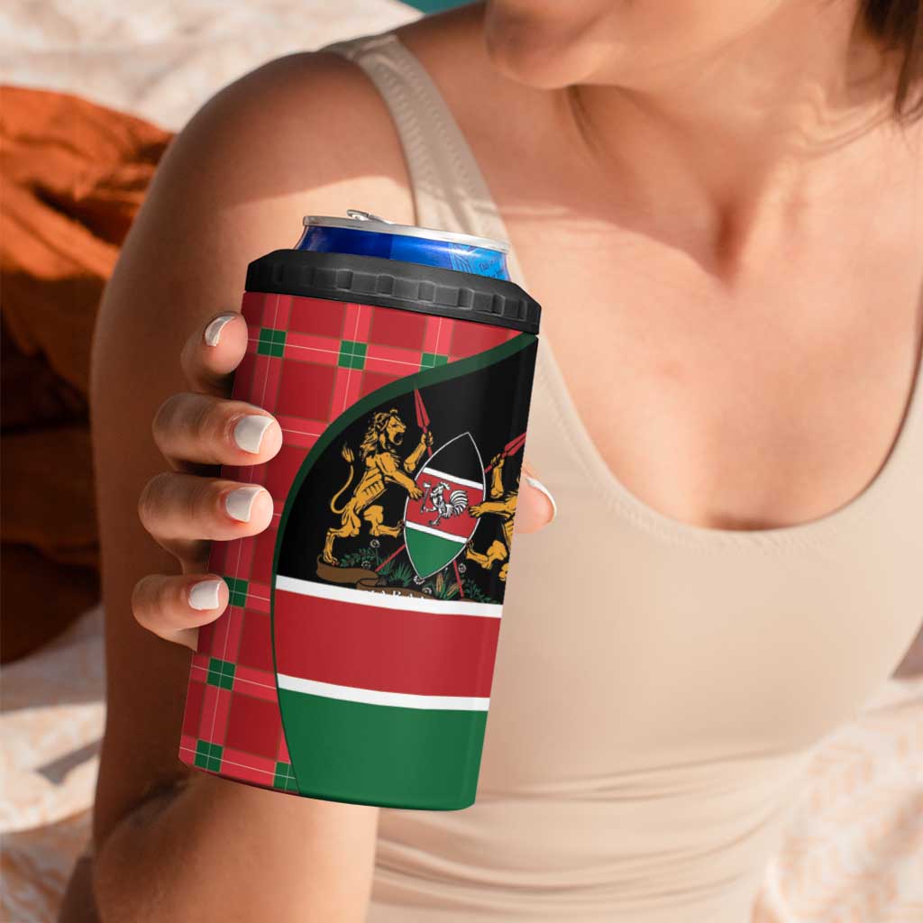 Kenya Jamhuri Day 4 in 1 Can Cooler Tumbler One People One Nation Massai Shuka Pattern - Wonder Print Shop