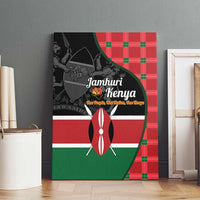 Kenya Jamhuri Day Canvas Wall Art One People One Nation Massai Shuka Pattern - Wonder Print Shop