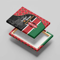 Kenya Jamhuri Day Canvas Wall Art One People One Nation Massai Shuka Pattern - Wonder Print Shop