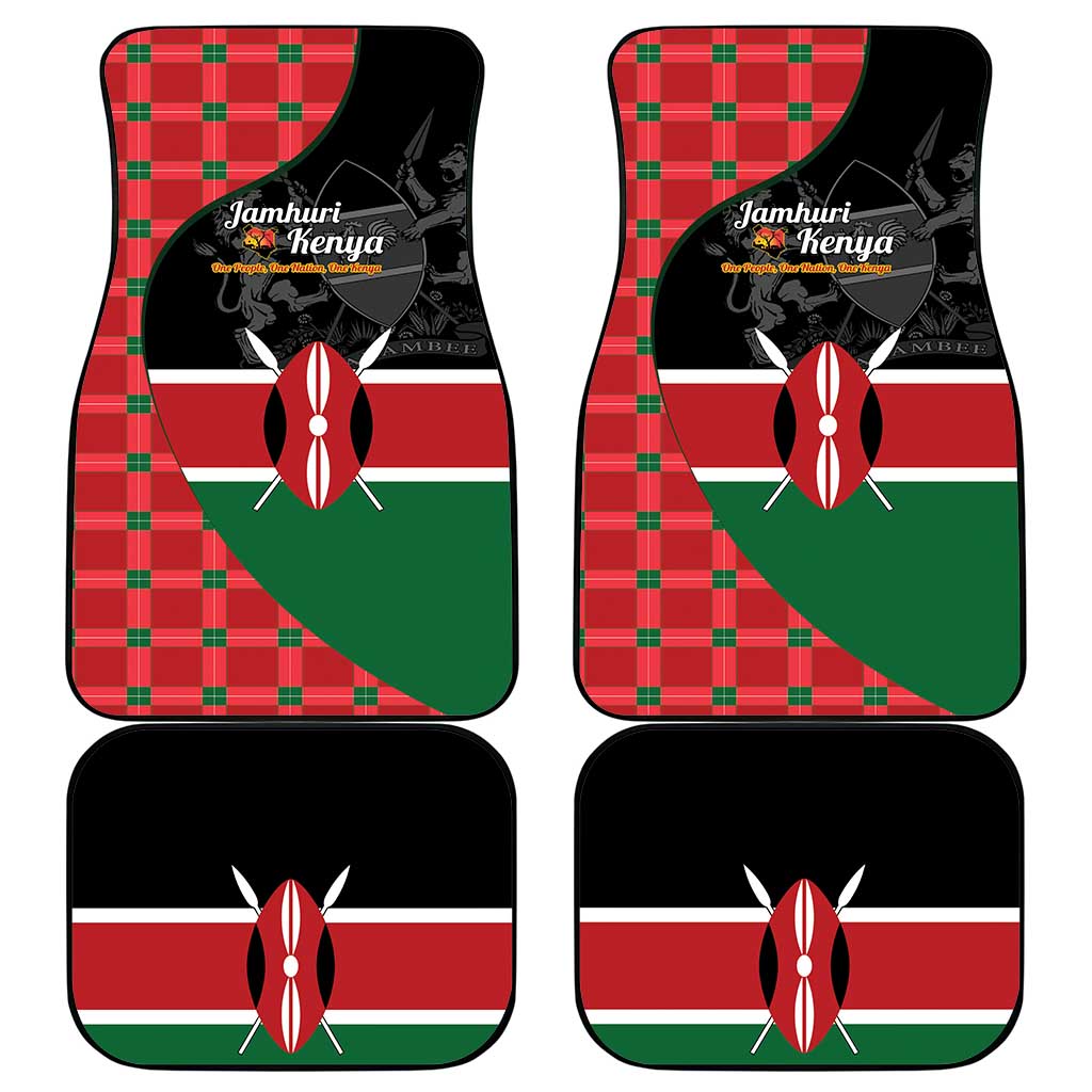 Kenya Jamhuri Day Car Mats One People One Nation Massai Shuka Pattern - Wonder Print Shop