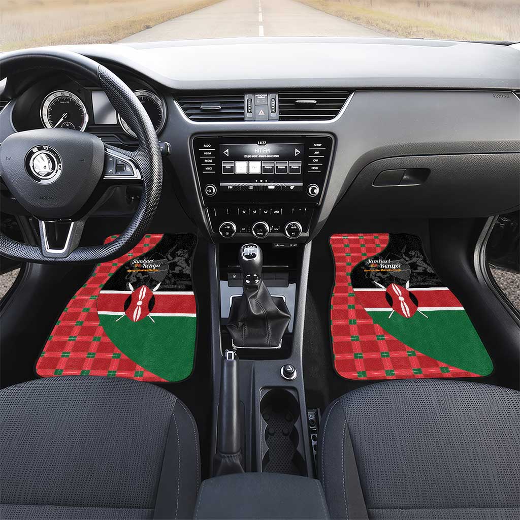Kenya Jamhuri Day Car Mats One People One Nation Massai Shuka Pattern - Wonder Print Shop
