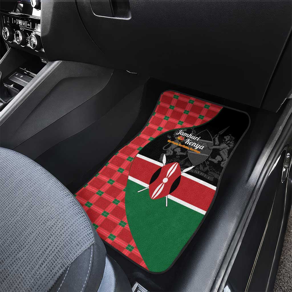 Kenya Jamhuri Day Car Mats One People One Nation Massai Shuka Pattern - Wonder Print Shop