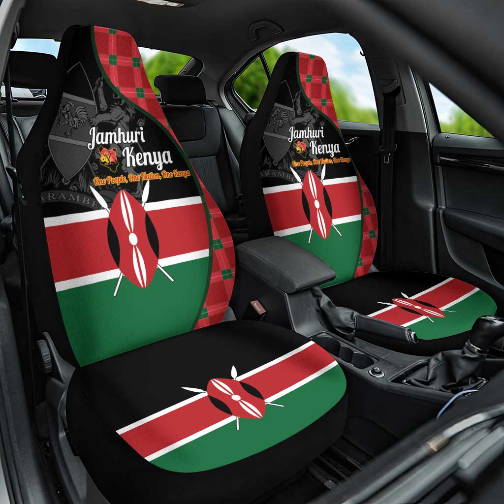 Kenya Jamhuri Day Car Seat Cover One People One Nation Massai Shuka Pattern - Wonder Print Shop