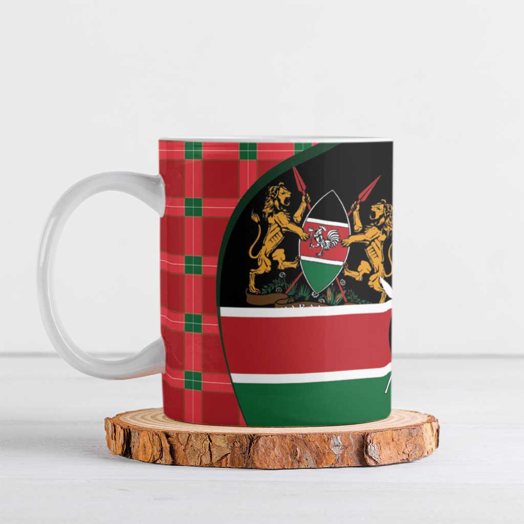 Kenya Jamhuri Day Ceramic Mug One People One Nation Massai Shuka Pattern - Wonder Print Shop