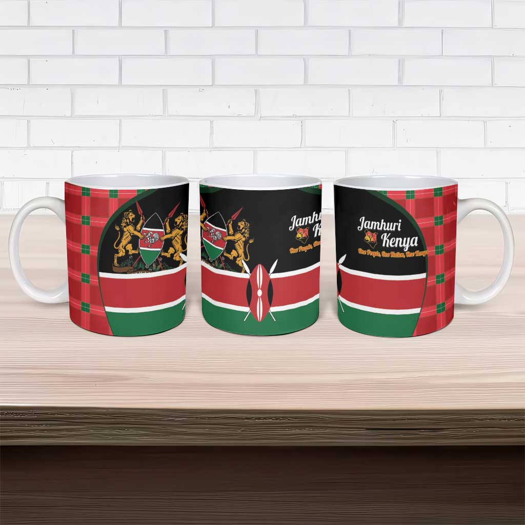 Kenya Jamhuri Day Ceramic Mug One People One Nation Massai Shuka Pattern - Wonder Print Shop