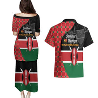Kenya Jamhuri Day Couples Matching Puletasi and Hawaiian Shirt One People One Nation Massai Shuka Pattern - Wonder Print Shop