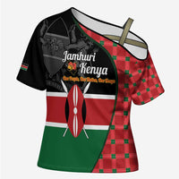 Kenya Jamhuri Day Cross Shoulder Shirt One People One Nation Massai Shuka Pattern - Wonder Print Shop