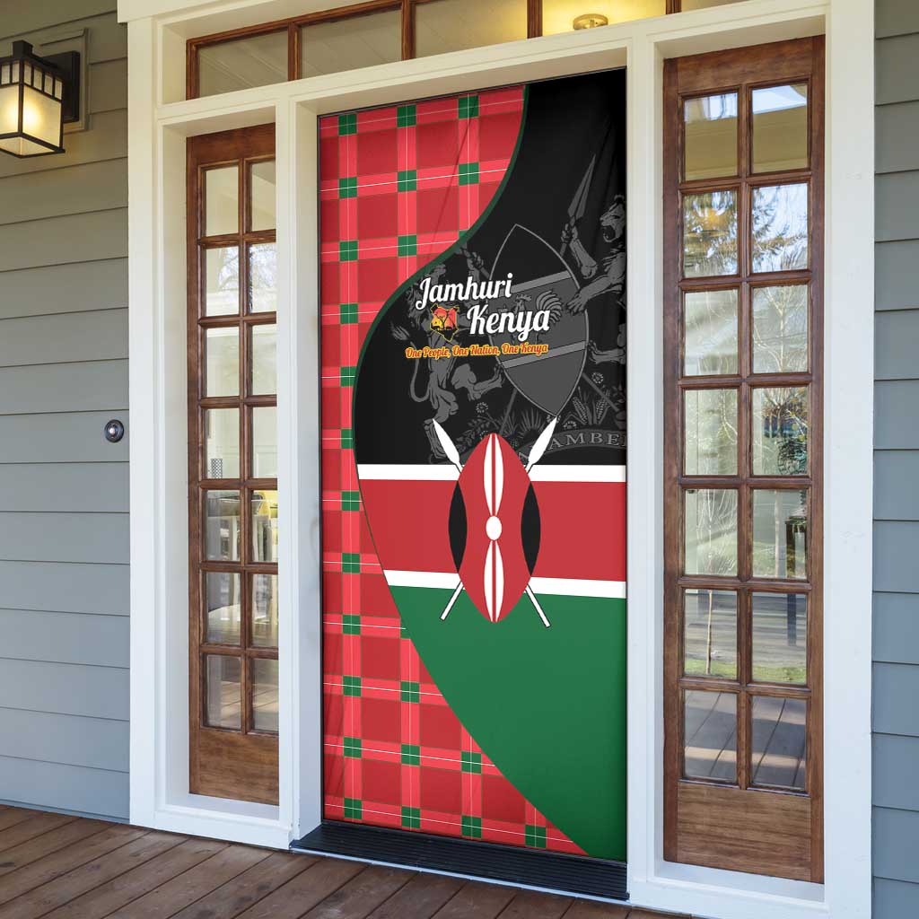 Kenya Jamhuri Day Door Cover One People One Nation Massai Shuka Pattern - Wonder Print Shop