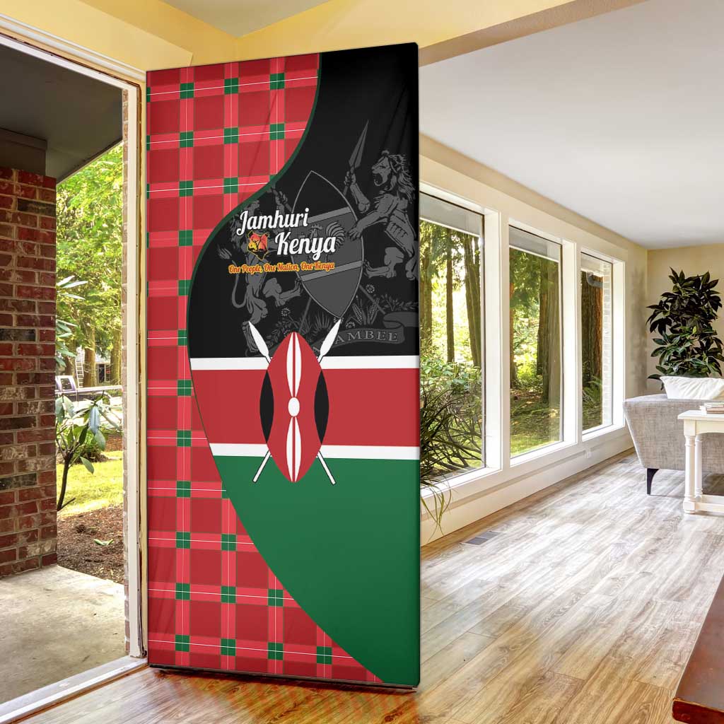 Kenya Jamhuri Day Door Cover One People One Nation Massai Shuka Pattern - Wonder Print Shop