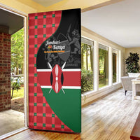 Kenya Jamhuri Day Door Cover One People One Nation Massai Shuka Pattern - Wonder Print Shop