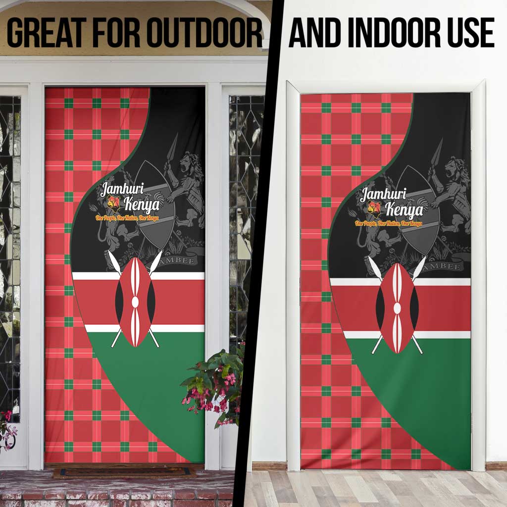 Kenya Jamhuri Day Door Cover One People One Nation Massai Shuka Pattern - Wonder Print Shop