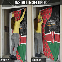Kenya Jamhuri Day Door Cover One People One Nation Massai Shuka Pattern - Wonder Print Shop