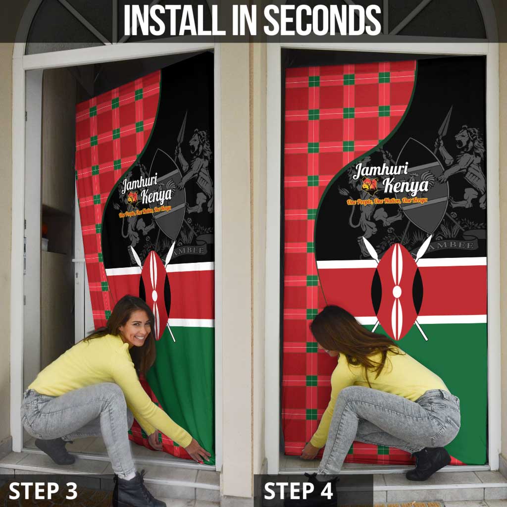 Kenya Jamhuri Day Door Cover One People One Nation Massai Shuka Pattern - Wonder Print Shop